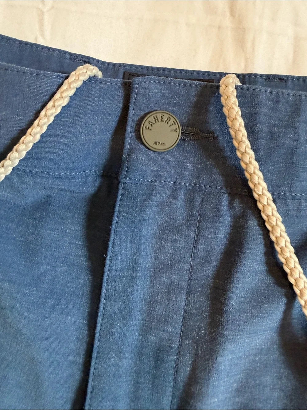 Faherty Men’s All Day Shorts 7” Blue Size 36 Chino Drawstring